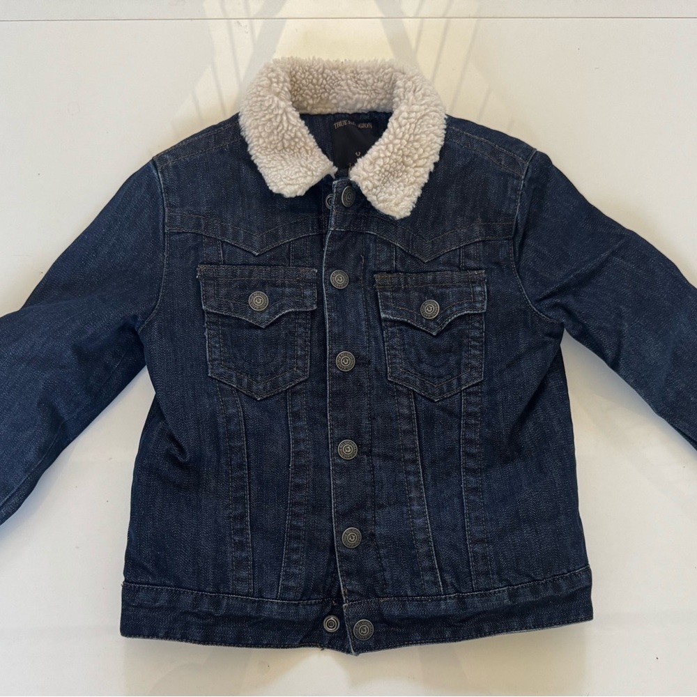 True Religion Kids Denim Jacket with Sherpa Collar size 7